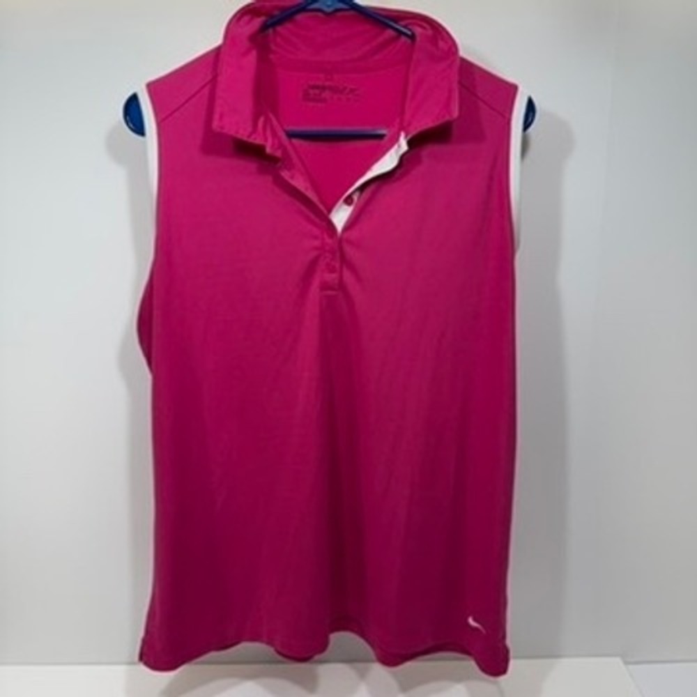 Nike Golf Dri-FIT Sleeveless Polo Shirt XXL Pink White Athletic Tennis Top